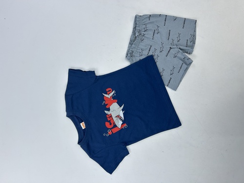Костюм (футболка-шорты) Shark арт.250120 CITCIT kids мал. 2-5 (синий/серый)