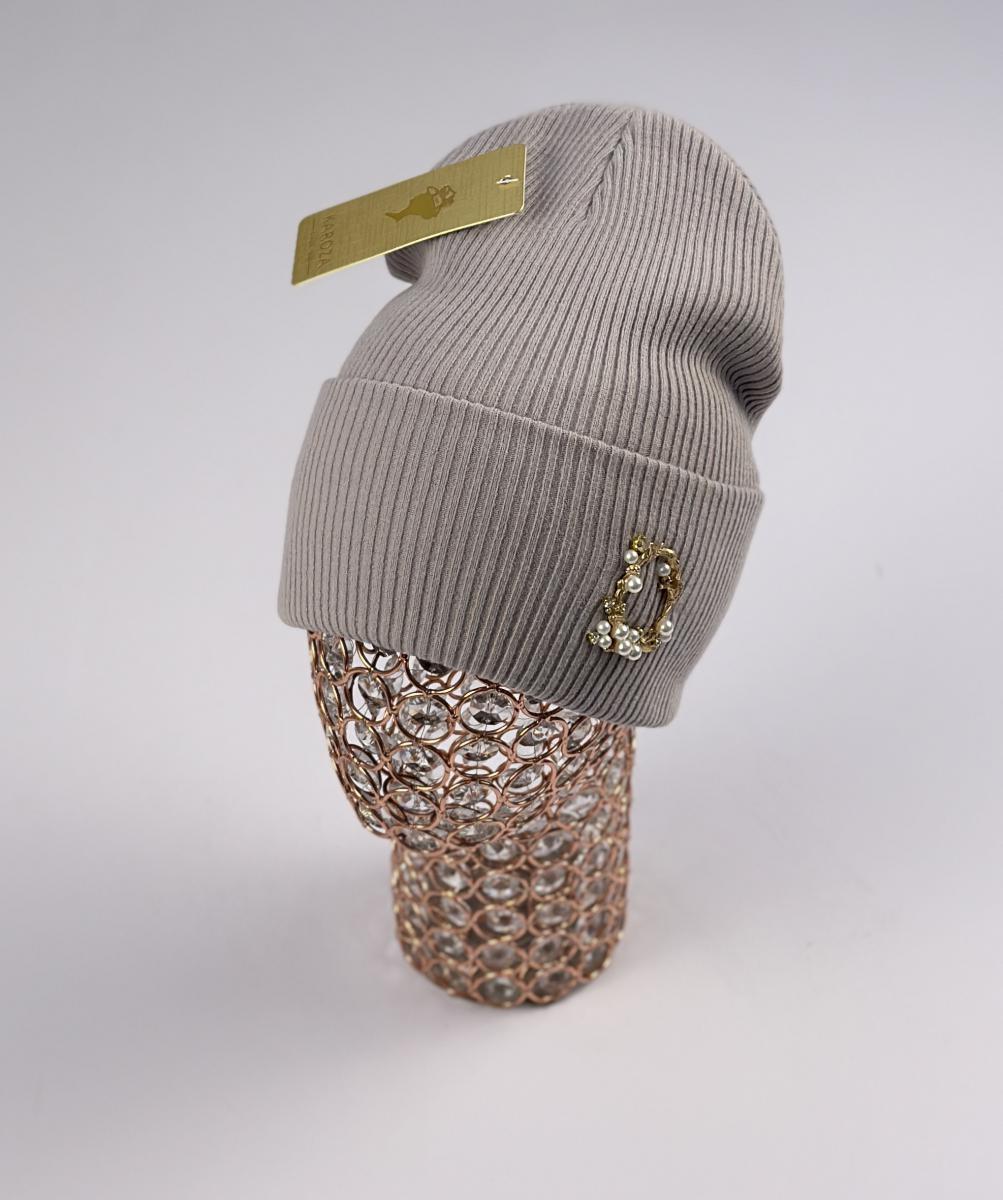 Шапка Кароза Киев жем.брошка (блед.лиловый)