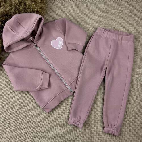Костюм (кофта+штаны) Сердце начес арт.259298 My Bella дев. 2-5 (темная пудра)