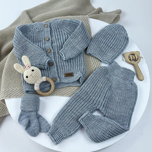 Набор (Кофта+штаны+шапка+носки) арт.120325 YUMI мал/дев. 3-6 (серый)