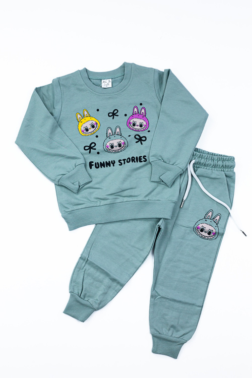 Костюм (кофта+штаны) LABUBU арт.BIL-D-02 Kii Im дев. 2 (зеленый)