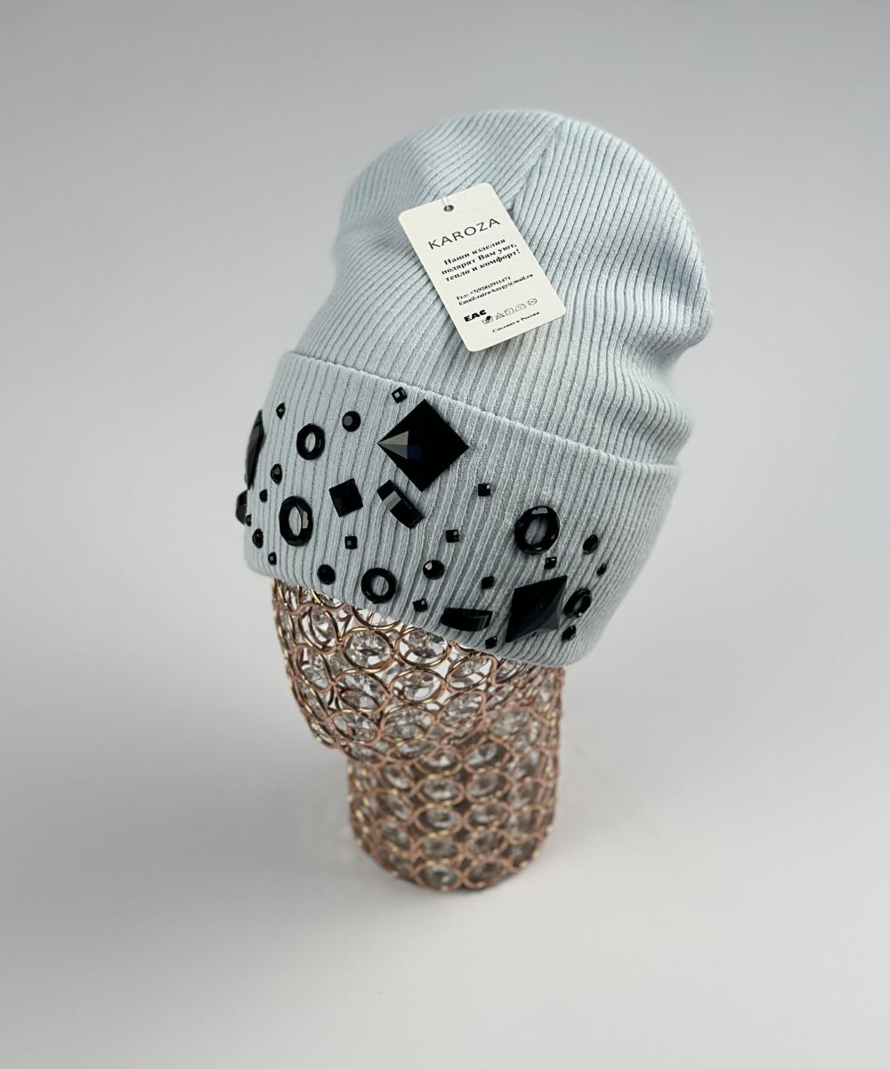 Шапка Кароза Киев от. черный квадрат (голубой)