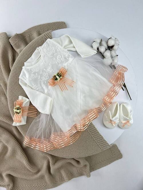 Комплект (Боди+платье+пинетки+повязка) арт.61438 Babylia 0-3 дев. (молочный)