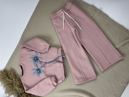 Костюм (кофта+штаны) Цветок начес арт.J797 Jeliboom дев. 3-10 (пудра)