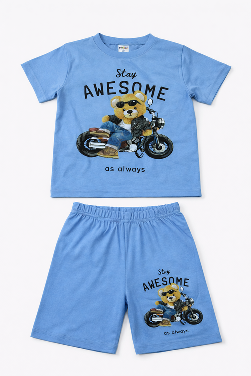 Костюм (футболка+шорты) Stay Awecone арт.251004 CHASTE мал. 5-8 (голубой)