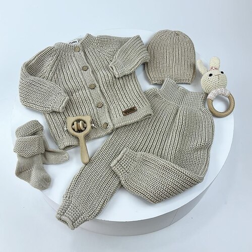 Набор (Кофта+штаны+шапка+носки) арт.120325 YUMI мал/дев. 0-3 (бежевый)