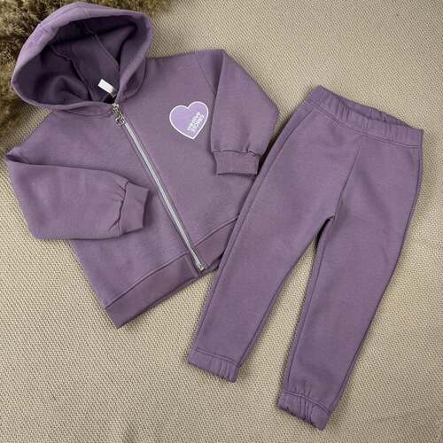 Костюм (кофта+штаны) Сердце начес арт.259298 My Bella дев. 2-5 (темно-сиреневый)