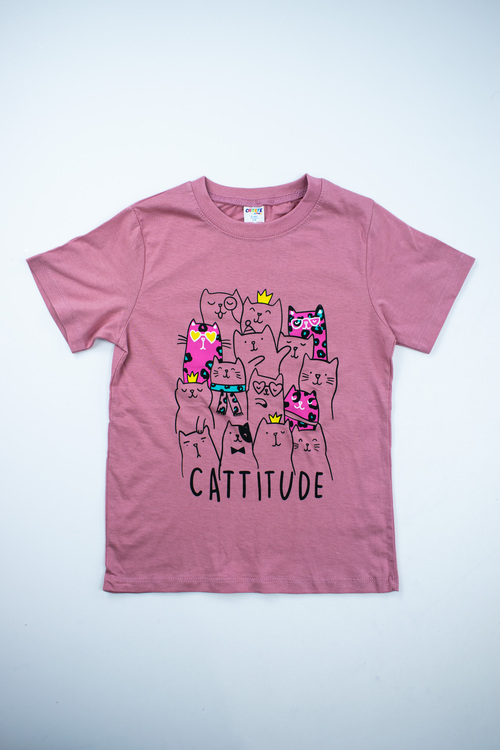 Футболка Cattitude арт.162002 CHASTE дев. 5-8 (пудра)