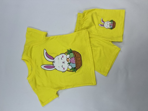 Костюм (футболка+шорты) Пасхальный кролик арт.251076 CHASTE дев. 1-4 (желтый)