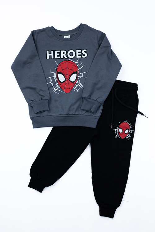 Костюм (кофта+штаны) Spider-Man арт.BIL-M-01 Kii Im мал. 2 (темно-серый/черный)