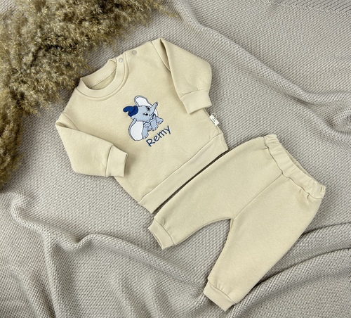 Костюм (кофта+штаны) Слоник Remy начёс арт.2407 Danico kids мал.дев. 9-24 (бежевый)