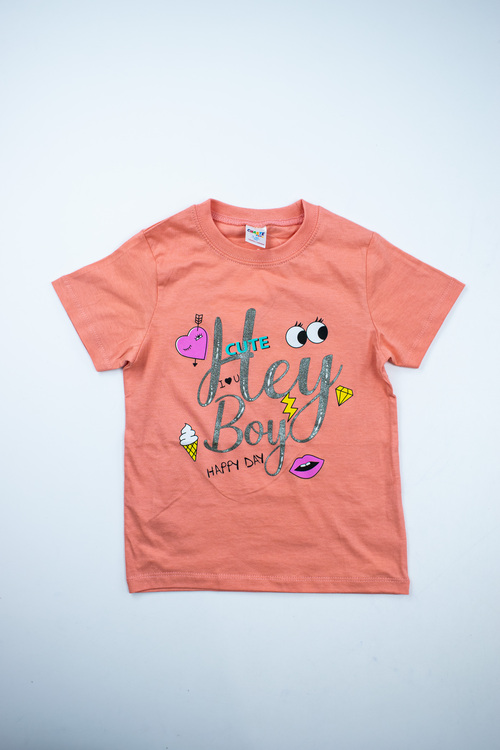Футболка Hey boy арт.162004 CHASTE дев. 5-8 (персиковый)