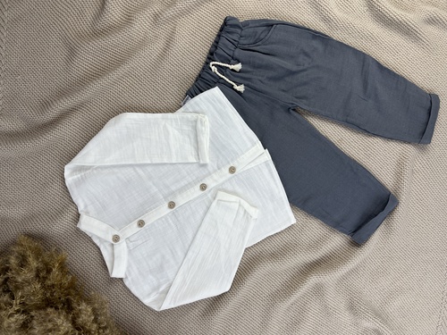 Костюм (рубашка+штаны) арт.25603 Mina Mino мал. 2-5 (молочный/темно-серый)