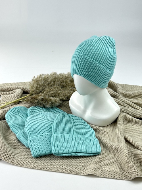 Шапка Сабаз вяз/отвор одинар однотон дев. (бирюза)