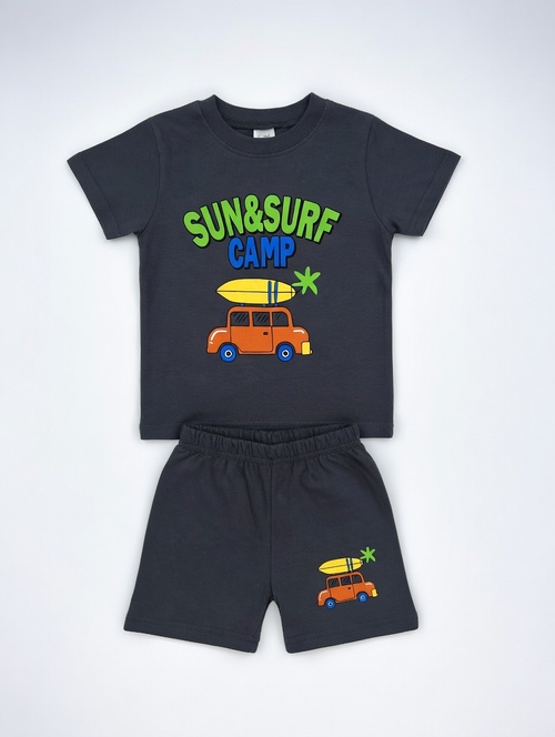 Костюм (футболка+шорты) Surf cump арт.251061 CHASTE мал. 1-4 (серый)