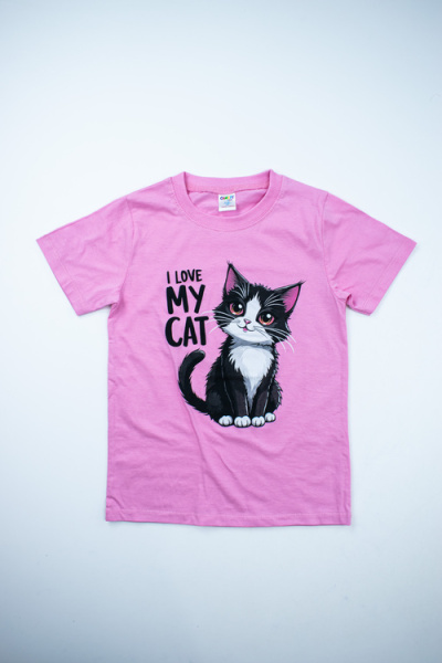 Футболка I love me Cat арт.162010 CHASTE дев. 5-8 (розовый)