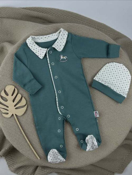 Набор (комбинезон+шапка) арт.9756 By Murat Baby мал. 0-6 (полынный)