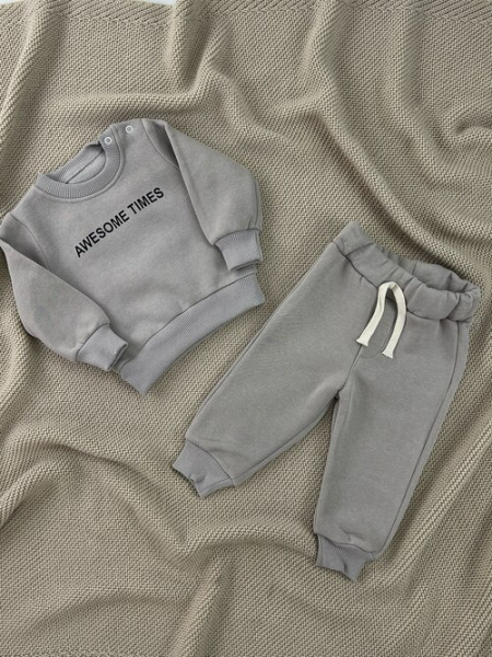 Костюм (кофта+штаны) Awesome Times начес арт.1000 MimiGO уни. 9-24 (серый)