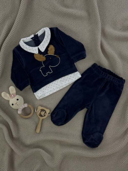 Набор (кофта+штаны) Олененок арт.10057 By Murat Baby мал. 0-6 (темно-синий)