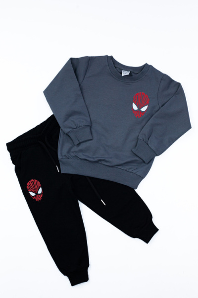 Костюм (кофта+штаны) Spider-Man арт.BIL-M-02 Kii Im мал. 2 (темно-серый/черный)