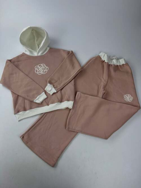 Комплект (кофта+штаны) Цветок начес арт.536869 Limones дев. 7-10 (пудра)