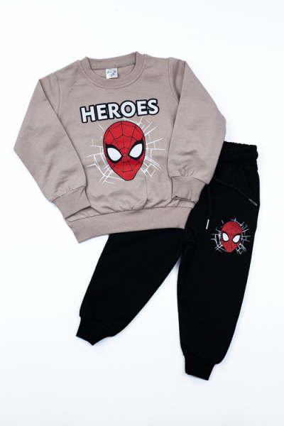 Костюм (кофта+штаны) Spider-Man арт.BIL-M-01 Kii Im мал. 2 (бежевый/черный)