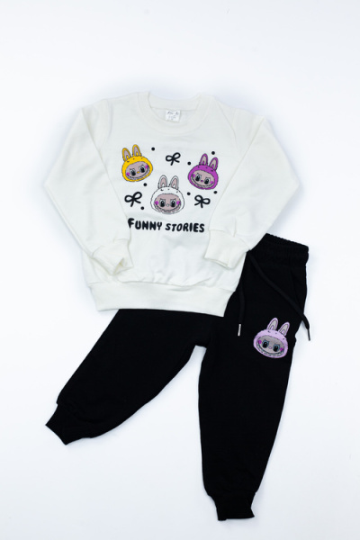 Костюм (кофта+штаны) LABUBU арт.BIL-D-02 Kii Im дев. 2 (белый/черный)