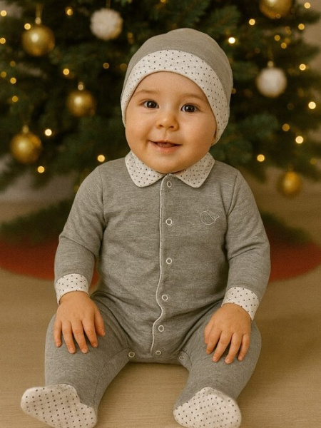 Набор (комбинезо+шапка) арт.9764 By Murat Baby мал. 0-6 (светло-серый)