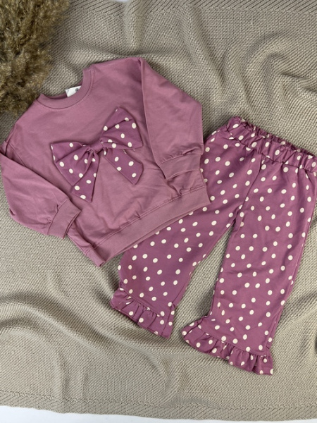 Костюм (кофта+штаны) Бантик арт.259326 My Bella дев. 2-5 (пудра)