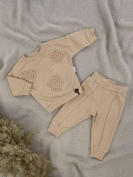 Костюм (кофта+штаны) Пазлы арт.1197 Picossa мал. 6-18 (темно-бежевый)