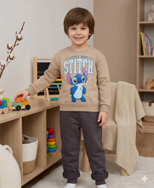 Костюм (кофта+штаны) STITCH начес арт.9120 Mixima kids мал. 3-6 (капучино)