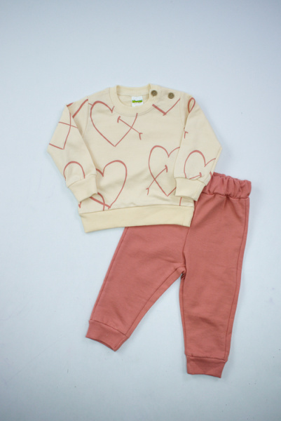 Костюм (кофта+штаны) арт.541481 Memoza дев. 9-24 (кремовый/пудра)