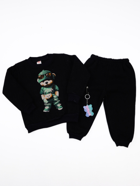Костюм (кофта+штаны) Teddy начес арт.7079 Aybeyce kids мал. 1-4 (черный)
