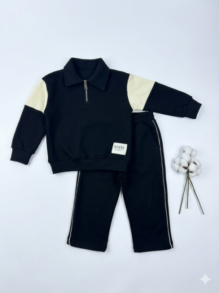 Костюм (кофта+штаны) начес арт.9138 Mixima kids мал. 3-6 (черный)