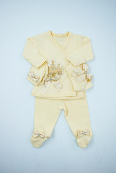 Комплект (кофта+ползунки+шапка+царапка) арт.31320 Findik baby мал. 3м (кремовый)