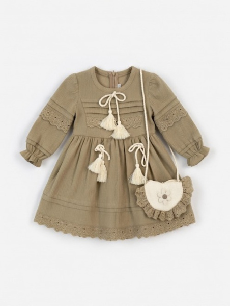 Платья с сумкой д/р арт.540980 A.Y.D дев. 2-6 (коричневый)