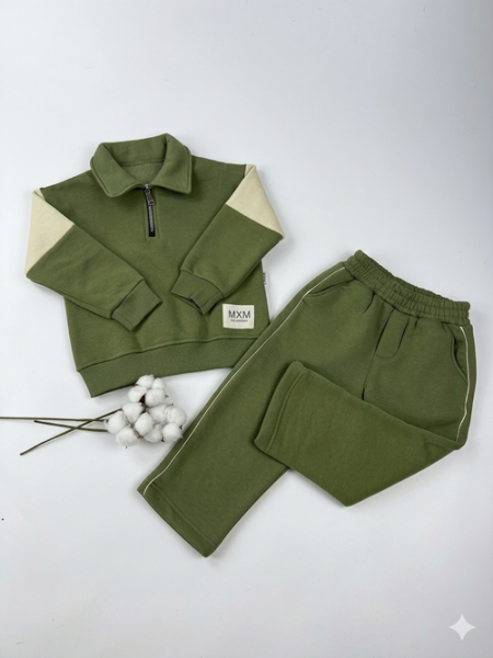 Костюм (кофта+штаны) начес арт.9138 Mixima kids мал. 3-6 (хаки)