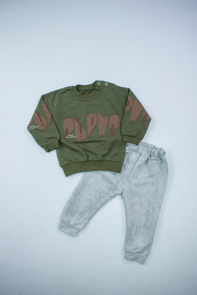 Костюм (кофта+штаны) арт.535322 Anilco мал. 6-24 (темно-зеленый/серый)