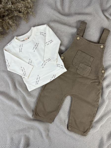 Костюм (футболка+полукомбез) арт.2542 Sisero мал. 9-24 (бежевый/коричневый)