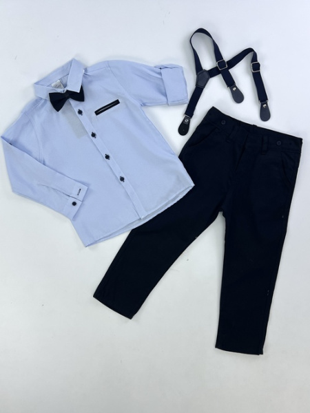 Костюм (рубашка+брюки+бабочка+подтяжка) арт.6218 Terry kids мал. 5-8 (голубой)