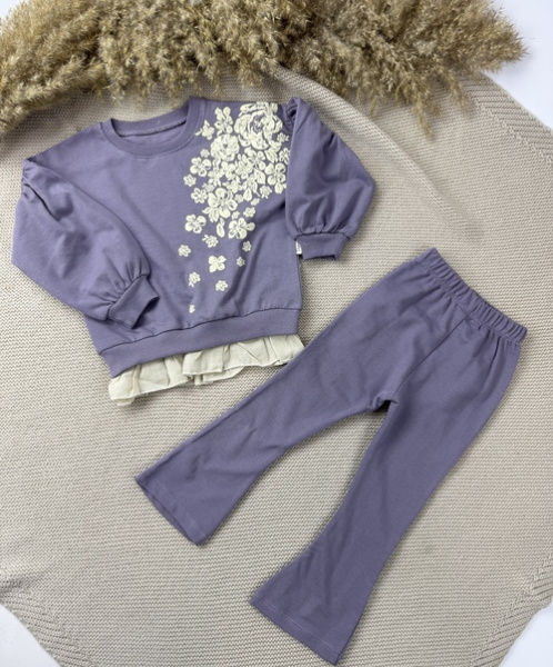 Костюм (кофта+штаны) д/р Цветы арт.Drcn-001 Durucan baby дев. 2-5 (сиреневый)