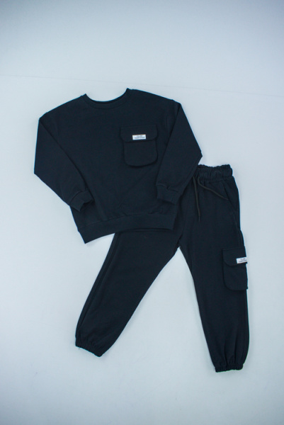 Костюм (кофта+штаны) арт.2264063 ALG kids мал. 6-9 (черный)