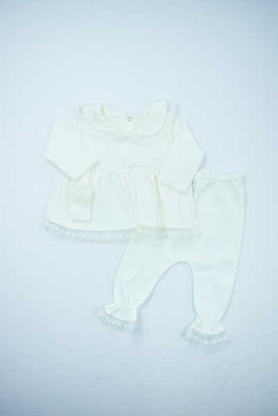 Комплект (кофта+штаны+повязка) арт.31503 Findik baby дев. 3-9м (молочный)