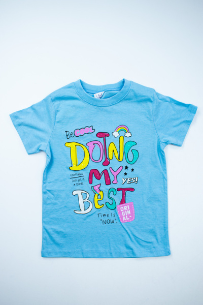 Футболка Doing my best арт.162008 CHASTE дев. 5-8 (голубой)