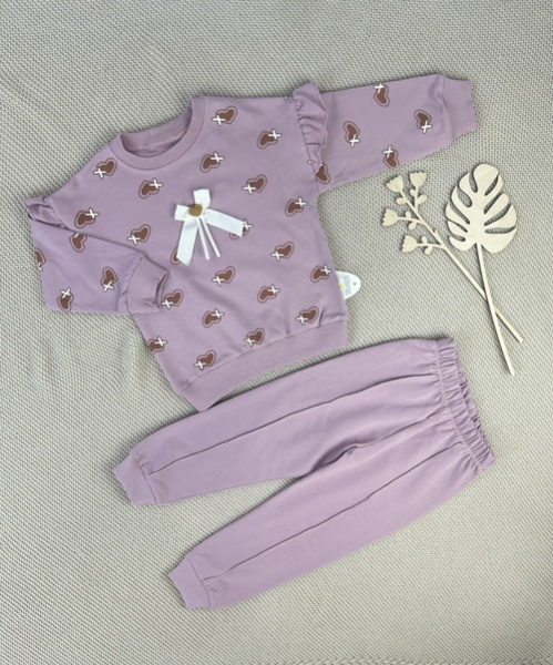 Костюм (кофта+штаны) Бантик арт.1169 Bobisko дев. 2-5 (лиловый)