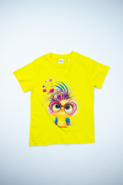 Футболка Птичка арт.162005 CHASTE дев. 5-8 (желтый)