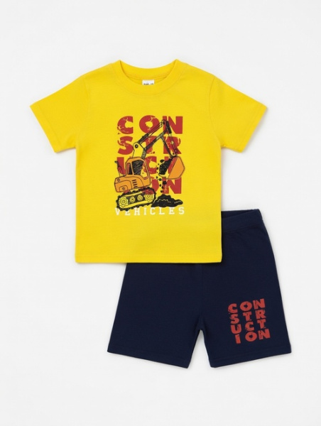 Костюм (футболка+шорты) Construction арт.251060 CHASTE мал. 1-4 (желтый/темно-синий)