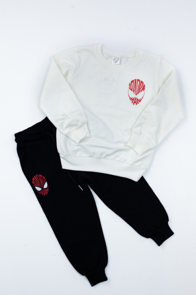 Костюм (кофта+штаны) Spider-Man арт.BIL-M-02 Kii Im мал. 2 (молочный/черный)
