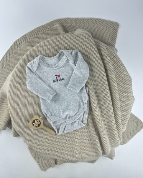 Боди I love mom i dad  арт.71714 Findik baby мал/дев. 3-18 (серый)