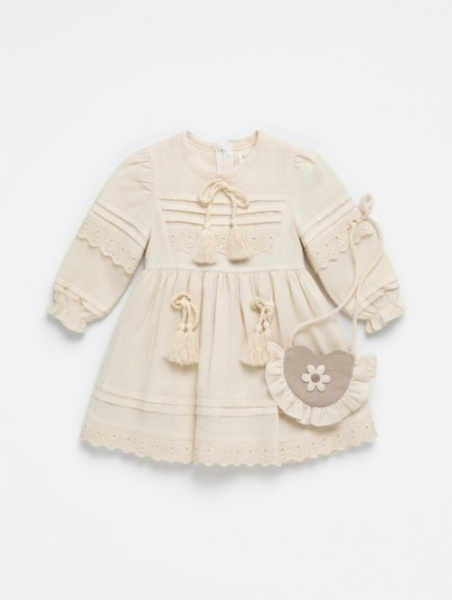 Платья с сумкой д/р арт.540980 A.Y.D дев. 2-6 (кремовый)